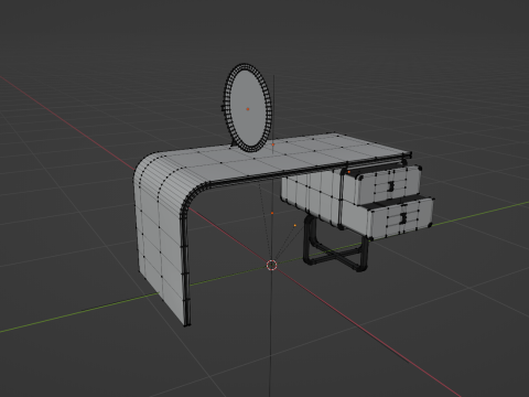 White vanity table pull-out drawers Model 3D