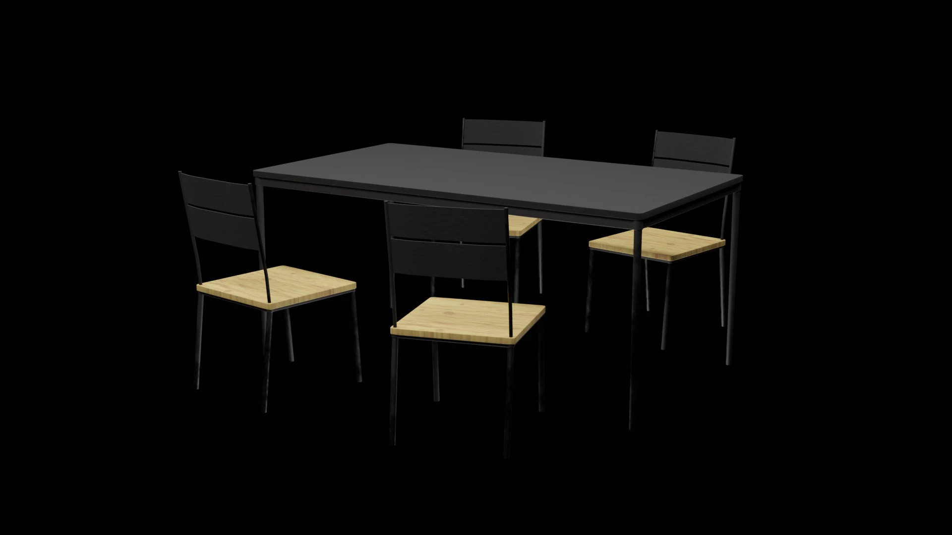 Kitchen table with chairs 3D Model .c4d .max .obj .3ds .fbx .stl .blend 