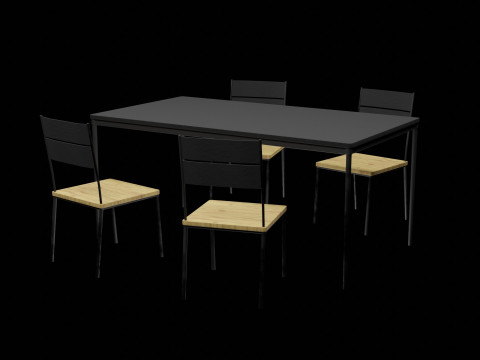 Kitchen table with chairs 3D Модель