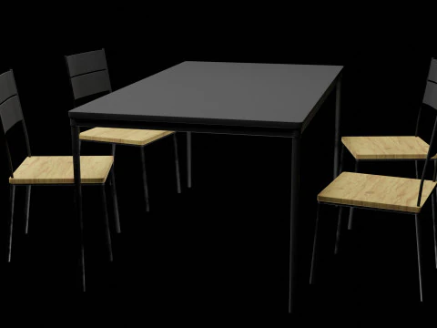 Kitchen table with chairs 3D Model