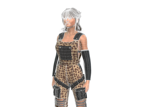 Stylish 3D Female Character Model for Games Animations VR 3D Model