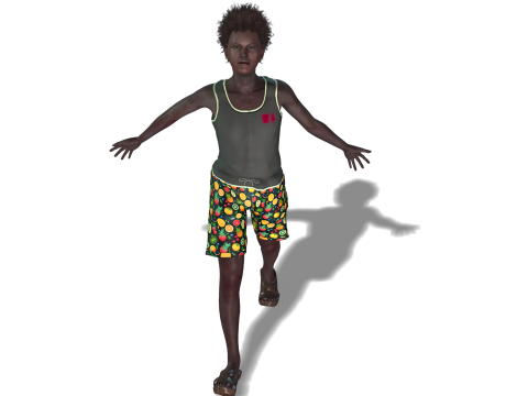 Stylized Black Boy Fully Textured Ready for Animation Games 3D Model