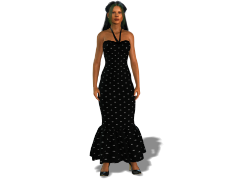 Black Dress Princess - Elegant 3D Female Character Model Modèle 3D