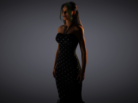 Black Dress Princess - Elegant 3D Female Character Model Modèle 3D