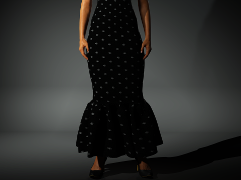 Black Dress Princess - Elegant 3D Female Character Model Modèle 3D