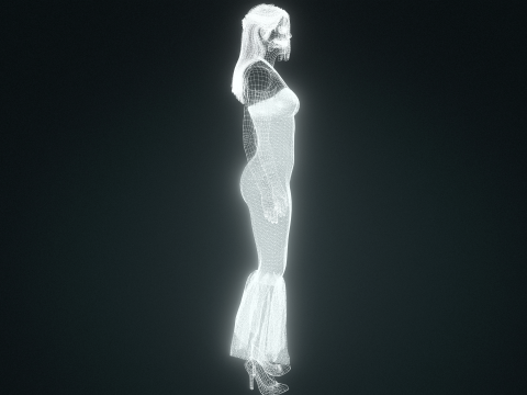 Black Dress Princess - Elegant 3D Female Character Model Modèle 3D