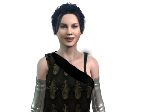 Sci-Fi Princess Cyberpunk Royalty with Metallic Arms 3D Model