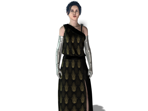 Sci-Fi Princess Cyberpunk Royalty with Metallic Arms 3D Model