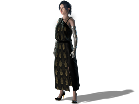 Sci-Fi Princess Cyberpunk Royalty with Metallic Arms 3D Model