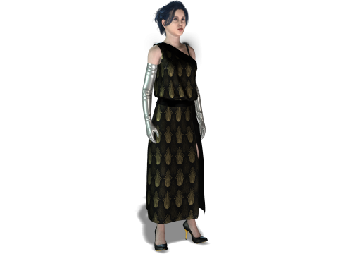 Sci-Fi Princess Cyberpunk Royalty with Metallic Arms 3D Model