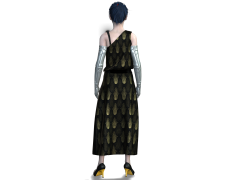Sci-Fi Princess Cyberpunk Royalty with Metallic Arms 3D Model