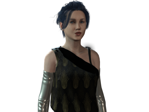 Sci-Fi Princess Cyberpunk Royalty with Metallic Arms 3D Model