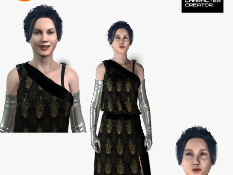 Sci-Fi Princess Cyberpunk Royalty with Metallic Arms 3D Model