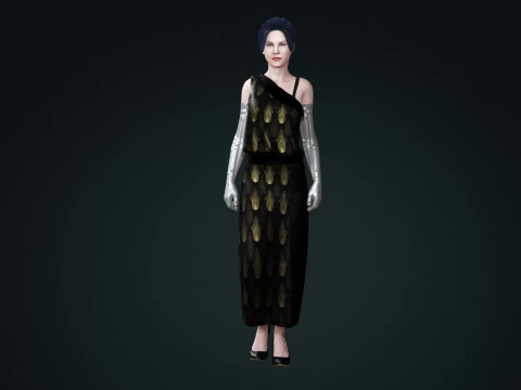 Sci-Fi Princess Cyberpunk Royalty with Metallic Arms 3D Model