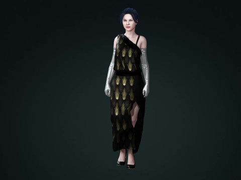 Sci-Fi Princess Cyberpunk Royalty with Metallic Arms 3D Model