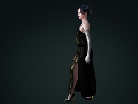 Sci-Fi Princess Cyberpunk Royalty with Metallic Arms 3D Model
