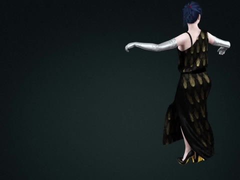 Sci-Fi Princess Cyberpunk Royalty with Metallic Arms 3D Model