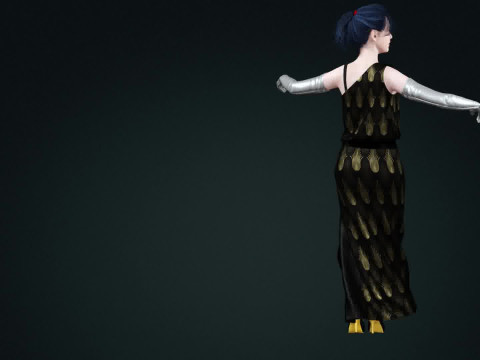 Sci-Fi Princess Cyberpunk Royalty with Metallic Arms 3D Model