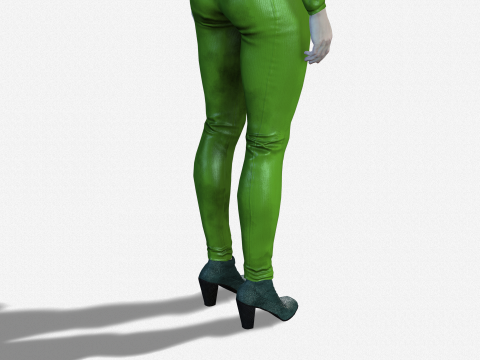Realistic Female 3D Character Model Sci-Fi Action Hero in Green Suit 3D Model