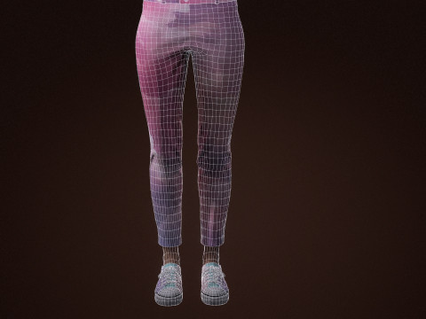 Stylish Female 3D Character Cloud-Themed Outfit Pink Hair Realistic Render Ready 3D Модель