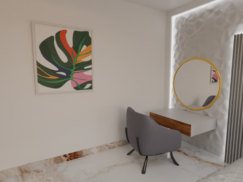Modern Luxury Bedroom 3D Scene Elegant Interior with Vanity Gold Lights 3D 模型