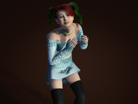 Stylish 3D Girl Character Model High Quality Design Showcase 3D 모델