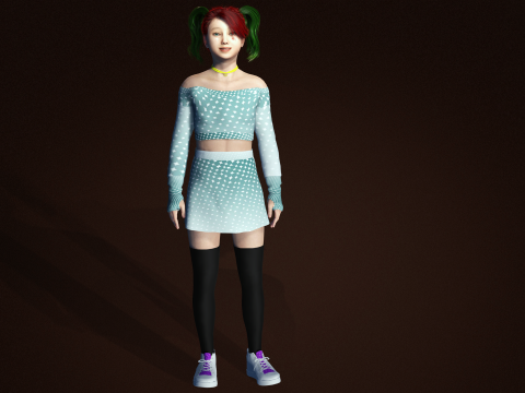 Stylish 3D Girl Character Model High Quality Design Showcase 3D Model