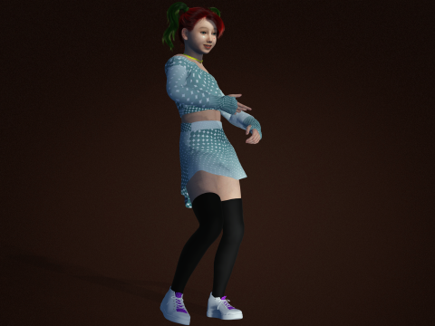 Stylish 3D Girl Character Model High Quality Design Showcase 3D Model