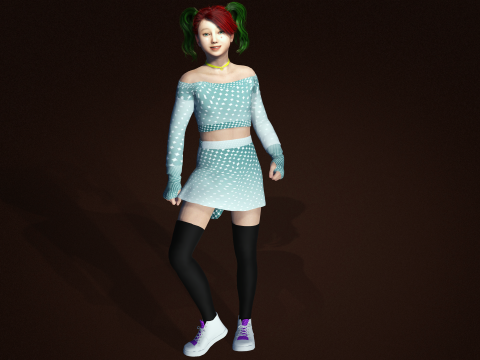 Stylish 3D Girl Character Model High Quality Design Showcase 3D Model