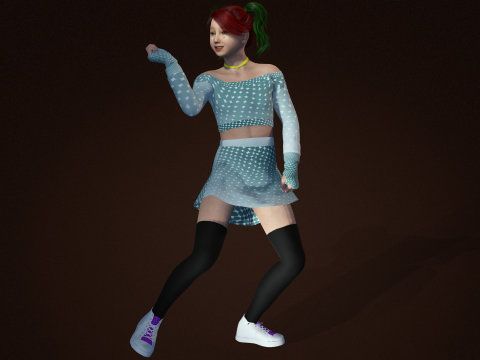 Stylish 3D Girl Character Model High Quality Design Showcase 3D Model