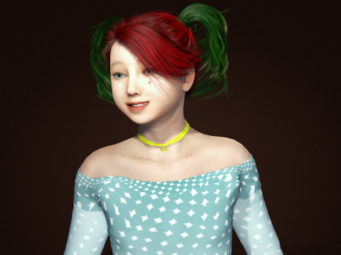 Stylish 3D Girl Character Model High Quality Design Showcase 3D Model