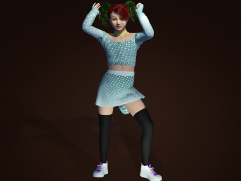Stylish 3D Girl Character Model High Quality Design Showcase 3D Model