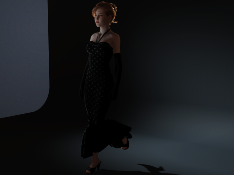 Stunning 3D Glamorous Evening Woman High Fashion Character Model 3D Model