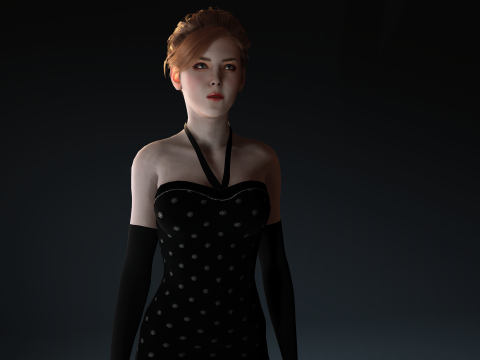 Stunning 3D Glamorous Evening Woman High Fashion Character Model 3D Model