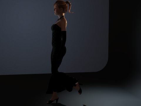Stunning 3D Glamorous Evening Woman High Fashion Character Model 3D Model