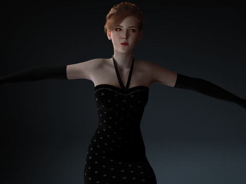 Stunning 3D Glamorous Evening Woman High Fashion Character Model 3D Model