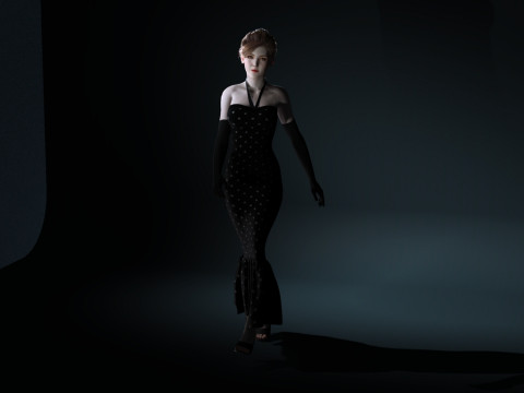 Stunning 3D Glamorous Evening Woman High Fashion Character Model 3D Model