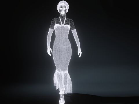 Stunning 3D Glamorous Evening Woman High Fashion Character Model 3D Model