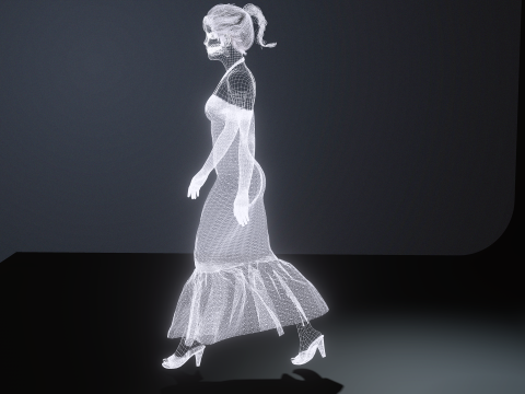 Stunning 3D Glamorous Evening Woman High Fashion Character Model 3D Model