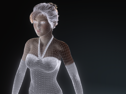Stunning 3D Glamorous Evening Woman High Fashion Character Model 3D Model