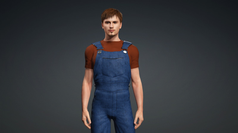 Realistic Male Worker Fully Rigged 3D Character for iClone CC4 3D Model .c4d .max .obj .3ds .fbx .stl .blend 