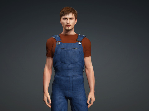 Realistic Male Worker Fully Rigged 3D Character for iClone CC4 3D Model