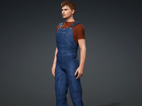 Realistic Male Worker Fully Rigged 3D Character for iClone CC4 3D Model