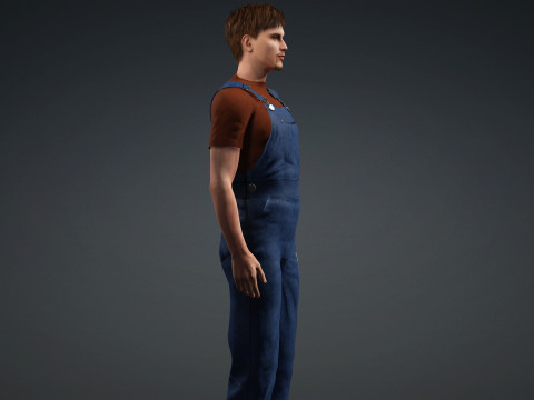 Realistic Male Worker Fully Rigged 3D Character for iClone CC4 3D Model