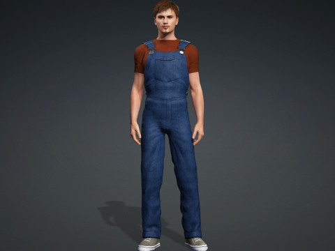 Realistic Male Worker Fully Rigged 3D Character for iClone CC4 3D Model