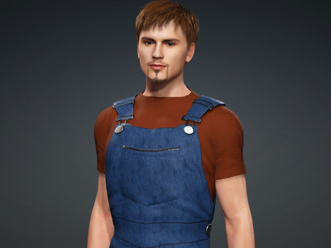 Realistic Male Worker Fully Rigged 3D Character for iClone CC4 3D Model