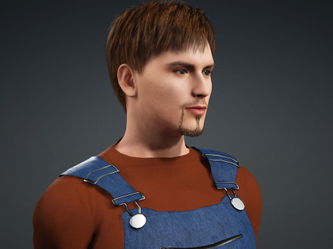 Realistic Male Worker Fully Rigged 3D Character for iClone CC4 3D Model