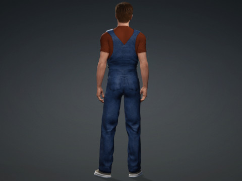 Realistic Male Worker Fully Rigged 3D Character for iClone CC4 3D Model