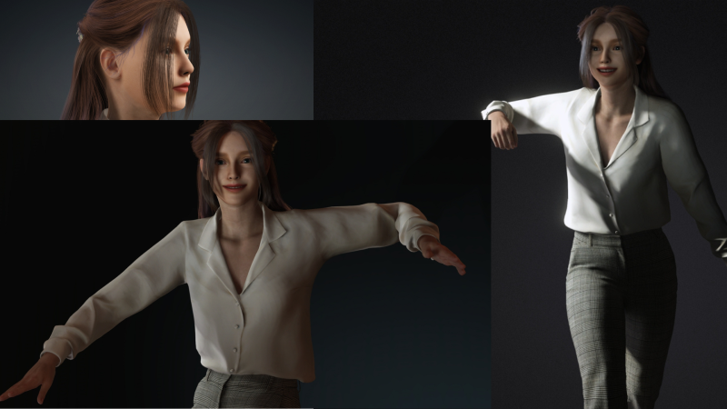 Elegant kantoormeisje Realistisch CC4 vrouwelijk karakter iClone 8 Ready Hoogwaardige PBR Rigged St 3D Model .c4d .max .obj .3ds .fbx .stl .blend 