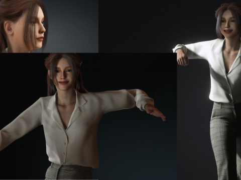 Gadis Kantor Elegan Karakter Wanita CC4 Realistis iClone 8 Siap PBR Berkualitas Tinggi Rigged St Model 3D
